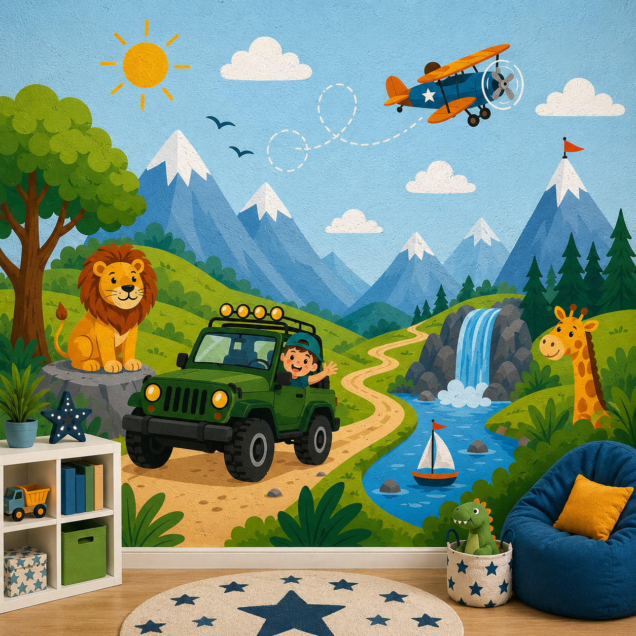 Handgeschilderde mural in Avontuurlijk · Kinderkamer door Dechign