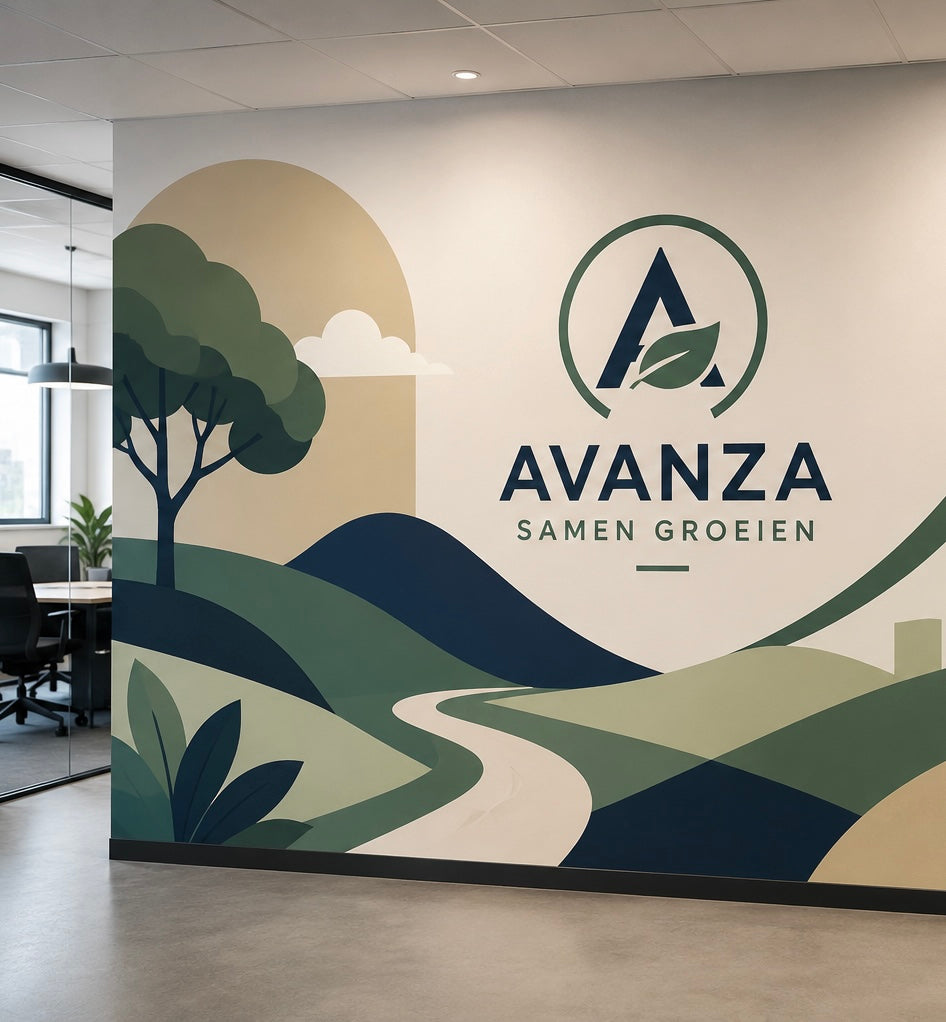 Handgeschilderde mural in Logo · Kantoor door Dechign